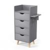 OmySalon Salon Station, 4 -Layer Beauty Barber Salon Styling Station Organizer Equipment, Hair Stylist Storage Cabinet with 2 Hair Dryer Holders, 4 Drawers and Raised Table Legs, Grey view 1