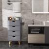 OmySalon Salon Station, 4 -Layer Beauty Barber Salon Styling Station Organizer Equipment, Hair Stylist Storage Cabinet with 2 Hair Dryer Holders, 4 Drawers and Raised Table Legs, Grey view 2