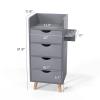 OmySalon Salon Station, 4 -Layer Beauty Barber Salon Styling Station Organizer Equipment, Hair Stylist Storage Cabinet with 2 Hair Dryer Holders, 4 Drawers and Raised Table Legs, Grey view 3