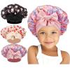 IJRPLM 3 Pcs Satin Bonnet for Kids,Kids Hair Bonnet for Sleeping,3 Cute Patterns Soft Kids Satin Bonnet,Baby Silk Bonnet with Tie Band for Under 5 Years Girls Boys Toddler(Pink/Black/Beige) view 1