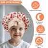 IJRPLM 3 Pcs Satin Bonnet for Kids,Kids Hair Bonnet for Sleeping,3 Cute Patterns Soft Kids Satin Bonnet,Baby Silk Bonnet with Tie Band for Under 5 Years Girls Boys Toddler(Pink/Black/Beige) view 4
