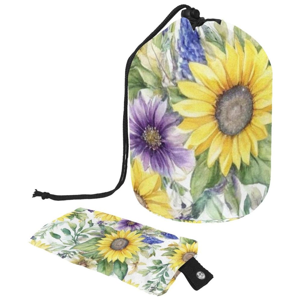 2PCS Artistic Sunflowers-249 Travel Cosmetic Bag Makeup Organizer Bag Bathroom Cases Toiletry Bag with Drawstring (Cylindrical bag and small bag)