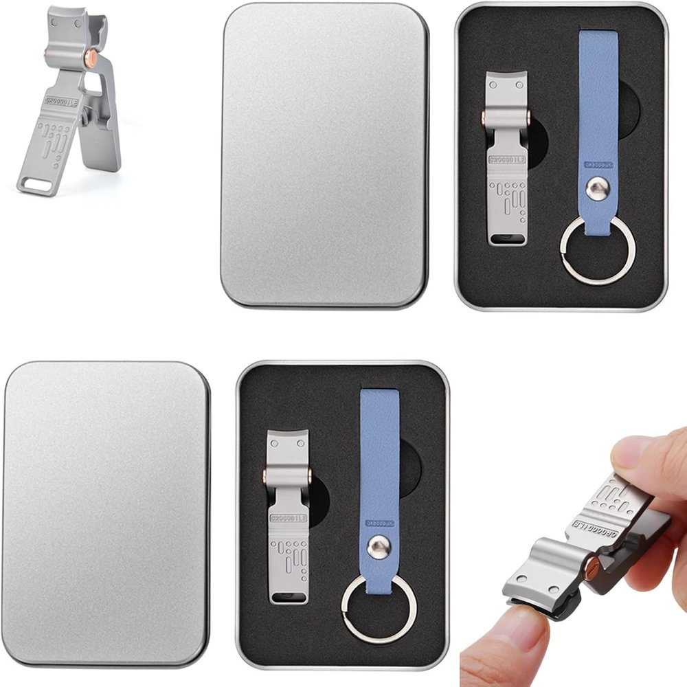 2PCS Crocmax Clipper, Heavy Duty Nail Clippers, Nail Clipper with Large Opening, Ultra Sharp Nail Clippers Steel Wide Jaw Opening Anti Splash Portable, Alligator Bionic Nail Clipper (M,E)