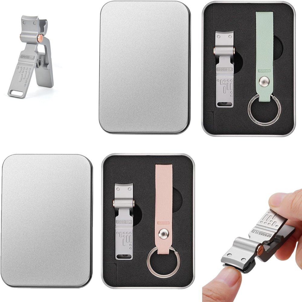 2PCS Crocmax Clipper, Heavy Duty Nail Clippers, Nail Clipper with Large Opening, Ultra Sharp Nail Clippers Steel Wide Jaw Opening Anti Splash Portable, Alligator Bionic Nail Clipper (M,B)