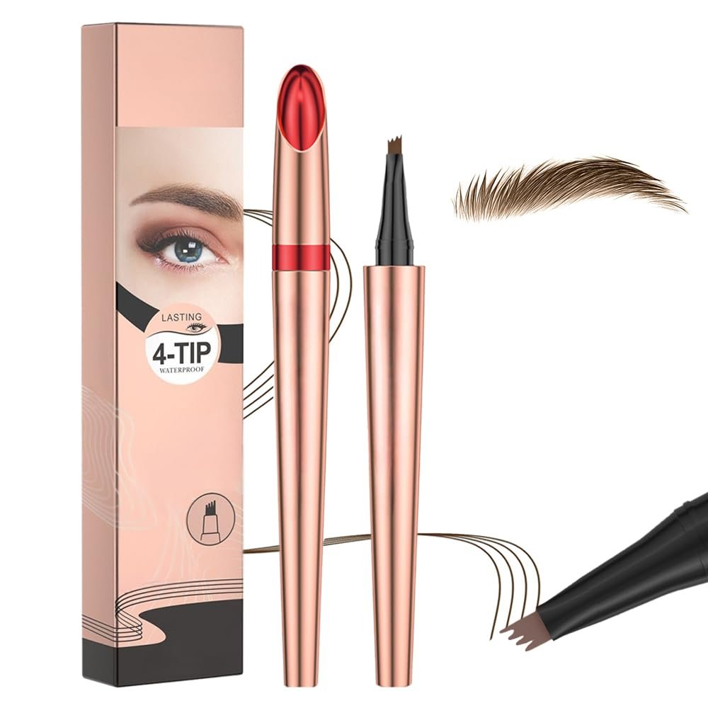 2024 New Microblading Eyebrow Pen, Waterproof Microblading Eyebrow Pencil, Brow Pencil with Micro-Fork Tip, Long-lasting Natural Makeup Fine Stroke Eye Brow Pen, Last All-Day (Dark Brown)