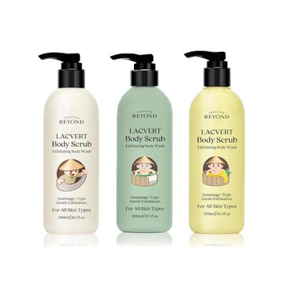 BEYOND Lacvert Body Scrub (Original, 10.1fl oz + Green Tea, 10.1fl oz + Lemon, 10.1fl oz) - Exfoliating Body Wash & Shower Gel, Korean Skin Care for Gentle Exfoliation & Home Spa. Gommage-Type for Smo