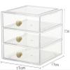 AJIODA Makeup Drawer Organizer Box with 3 Drawers, Acrylic Cosmetic Display Case Vanity Organizer Jewelry Storage Box Stackable Storage for Cosmetics, Skin Care, Bathroom, Countertop, Gold Handle view 2