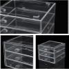 AJIODA Makeup Drawer Organizer Box with 3 Drawers, Acrylic Cosmetic Display Case Vanity Organizer Jewelry Storage Box Stackable Storage for Cosmetics, Skin Care, Bathroom, Countertop, Gold Handle view 4