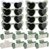 24pcs Bridesmaid Scrunchies Proposal Gifts makeup bag bulk 4.1inch square Hair Claws Bachelorette Hair Clip heart sunglasses 8pack Girls gift for Wedding Party Favors(White&Sage Green) view 2