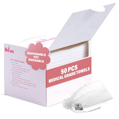 ReLux Medical Grade Disposable 3D Nonwoven Face Towels  Soft & Thick, Dual Surfaces for Sensitive Skin, Super Clean, Floral Scent  Ultra-Large 13 x 10  50 Towels/Box