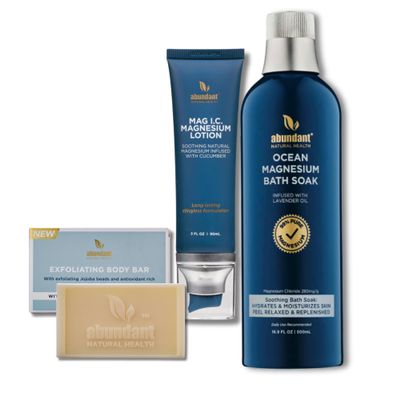 Abundant Natural Health MAG I.C. Ultimate Bath Bundle to Hydrate, Soothe and Moisturize Skin, Relax and Replenish Muscles, Highly Concentrated Pure Magnesium Salts