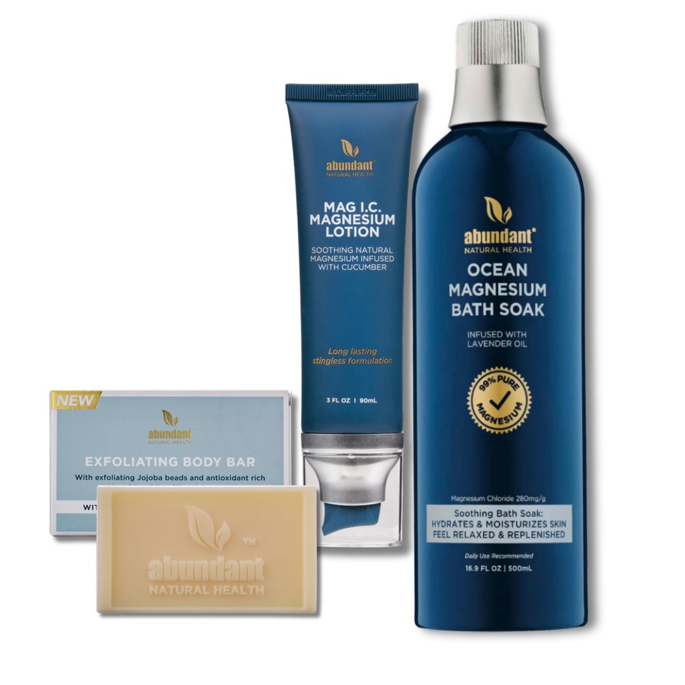 Abundant Natural Health MAG I.C. Ultimate Bath Bundle to Hydrate, Soothe and Moisturize Skin, Relax and Replenish Muscles, Highly Concentrated Pure Magnesium Salts