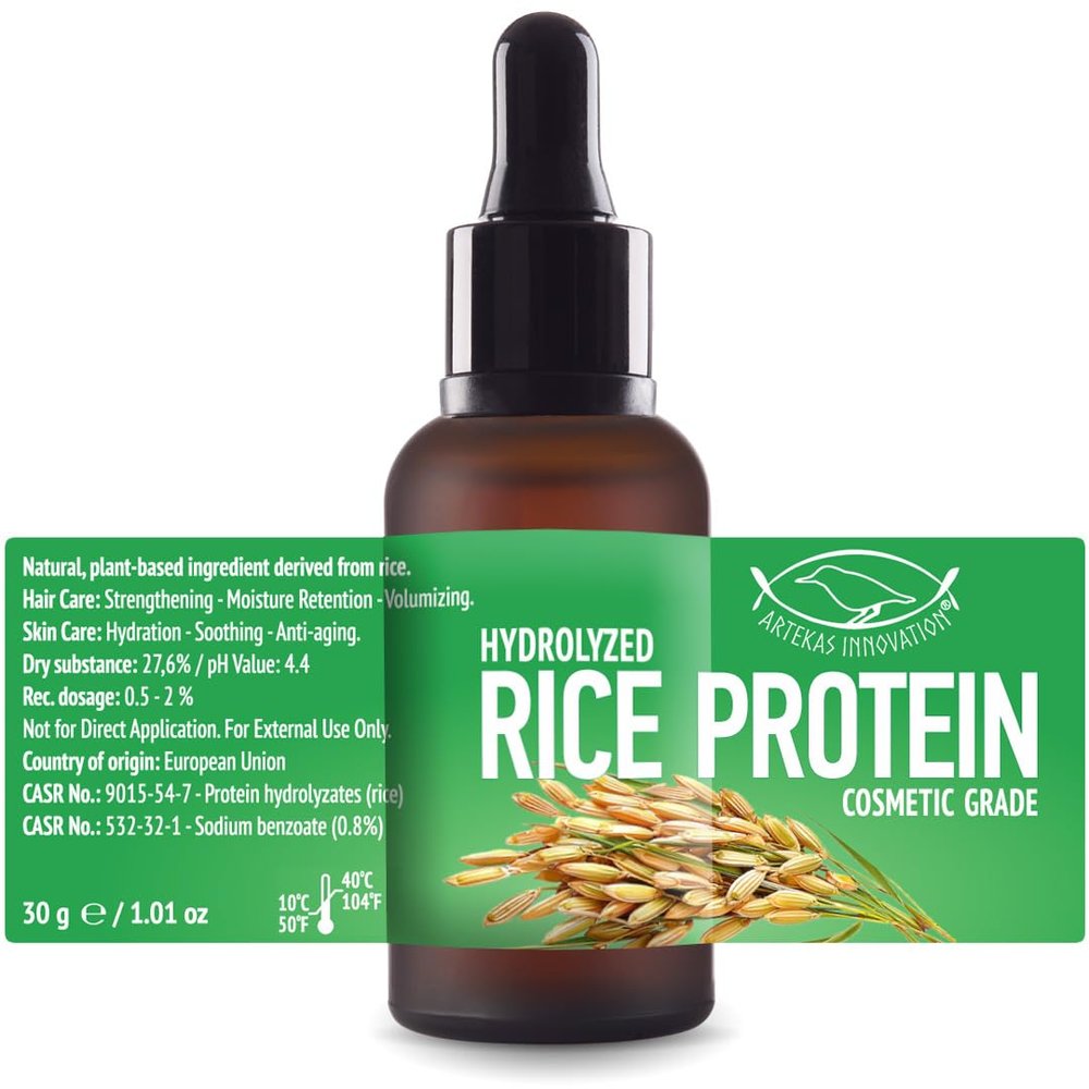 Artekas Innovation - HYDROLYZED Rice Protein - Liquid - 30g | 1oz - Cosmetic Grade - for Homemade Skin & Hair Care Preparations