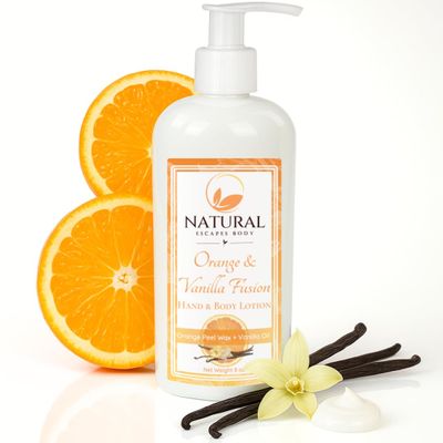 Orange & Vanilla Fusion Hand & Body Lotion, Natural Moisturizer for Dry Skin w/Aloe Vera, Coconut Oil, Ceramides, Vitamin B5, Vitamin E, Intense Moisturizing Cream 8 oz
