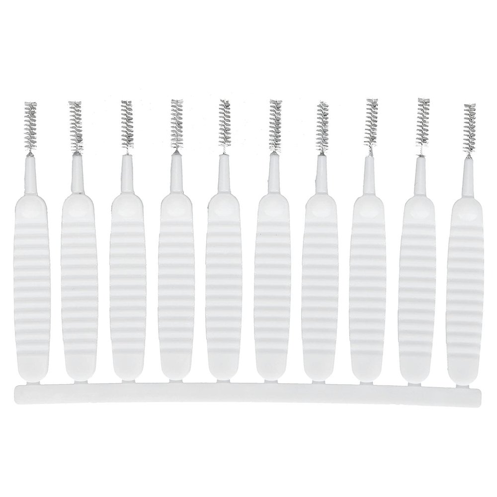 10Pcs Shower Hole Scrub Brush, Polypropylene, Nylon and Stainless Steel, White, Multifunctional, Suit for Shower Head, Phone Hole and Keyboard