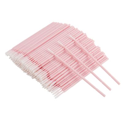 400 PCS Micro Applicator Brushes Disposable Eyelash Extension Micro Mascara Wands Brush For Lash Remover Brush Tools (Light pink-screw thread)