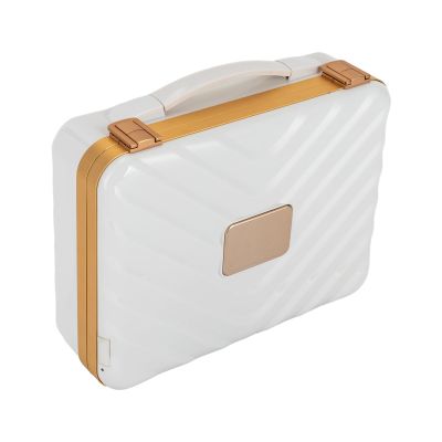 Blisiour Travel Makeup Case with 3 Color LED Lighted Mirror, Portable Makeup Bag Cosmetic Train Case Storage Box Large Capacity Makeup Organizer Adjustable Brightness Vanity Case (White)