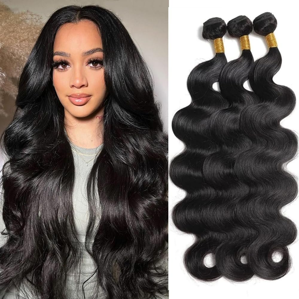 12A Body Wave Bundles 100% Unprocessed Brazilian Virgin Hair 16 18 20Inch 3 Bundles Double Weft Weave Real Human Hair Natural Black