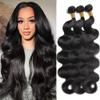 12A Body Wave Bundles 100% Unprocessed Brazilian Virgin Hair 16 18 20Inch 3 Bundles Double Weft Weave Real Human Hair Natural Black view 1