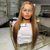oulaer Highlight Glueless Wig Pre Plucked Honey Blonde 13x4 Straight Transparent Lace Frontal Human Hair Wigs For Women Brazilian Virgin Hair Glueless Highlight Straight Lace Wig 150% Density 20Inch view 2