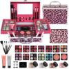Anpro All-In-One Leopord Double Folding Makeup Kit with Case, Pro Teen Makeup Set, Full Starter Kit with Makeup Brushes, Lipsticks, Eyeshadow Palette, Blushes, Glitter Gel, Ideal Present for Girls view 1