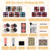 Anpro All-In-One Leopord Double Folding Makeup Carry Case with Pro Teen Makeup Set, Full Starter Kit with Makeup Brushes, Lipsticks, Eyeshadow Palette, Blushes, Glitter Gel, Ideal Present for Girls view 2