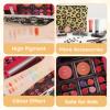 Anpro All-In-One Leopord Double Folding Makeup Carry Case with Pro Teen Makeup Set, Full Starter Kit with Makeup Brushes, Lipsticks, Eyeshadow Palette, Blushes, Glitter Gel, Ideal Present for Girls view 3