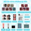 Anpro All-In-One Leopord Double Folding Makeup Carry Case with Pro Teen Makeup Set, Full Starter Kit with Makeup Brushes, Lipsticks, Eyeshadow Palette, Blushes, Glitter Gel, Ideal Present for Girls view 2