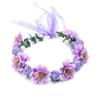 Adjustable Ribbon Flowers Leaves Headbands Girls Floral Wreath Rose Flower Crown Bridal Halo Headpiece Bohemia Garland(Purple) view 1
