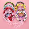 Adjustable Ribbon Flowers Leaves Headbands Girls Floral Wreath Rose Flower Crown Bridal Halo Headpiece Bohemia Garland(Purple) view 2