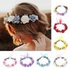 Adjustable Ribbon Flowers Leaves Headbands Girls Floral Wreath Rose Flower Crown Bridal Halo Headpiece Bohemia Garland(Purple) view 3