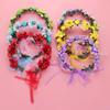 Adjustable Ribbon Flowers Leaves Headbands Girls Floral Wreath Rose Flower Crown Bridal Halo Headpiece Bohemia Garland(Purple) view 4
