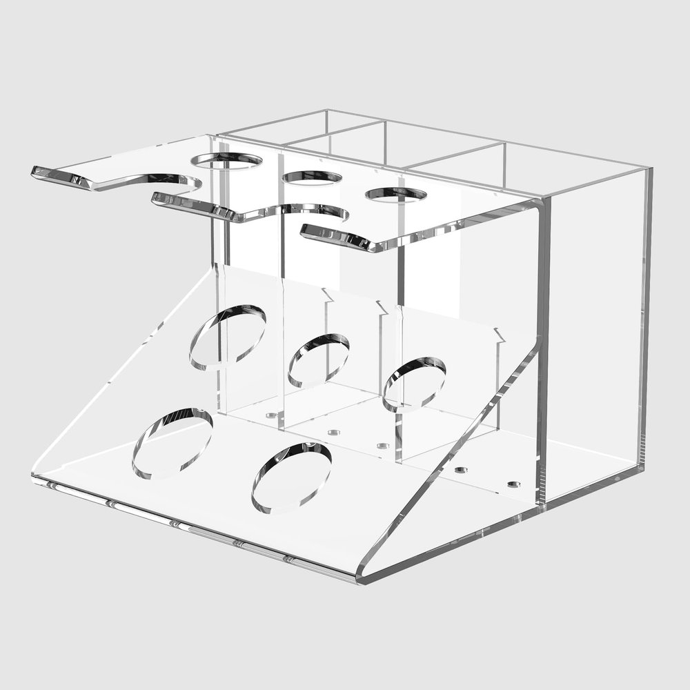 bigjvbfv Beard brush holder, Acrylic Holder Stand Shaving Brush Stand with Slots Transparent and Brush Stand Holder Multifunctional Brush Stand Bathroom Shaving Holder for Men