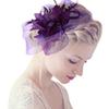 1pcs Women Flower Feather Beads Mesh Corsage Hair Clips Female Bridal Hairband(Red) view 2