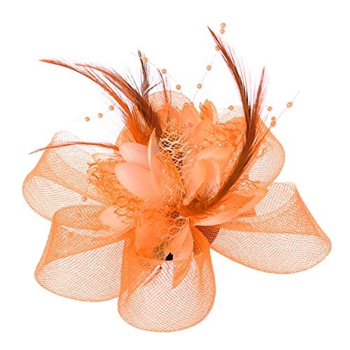 Women's Flower Feather Beads Mesh Corsage Hair Clips Bridal Hairband Hair Accessories(O)