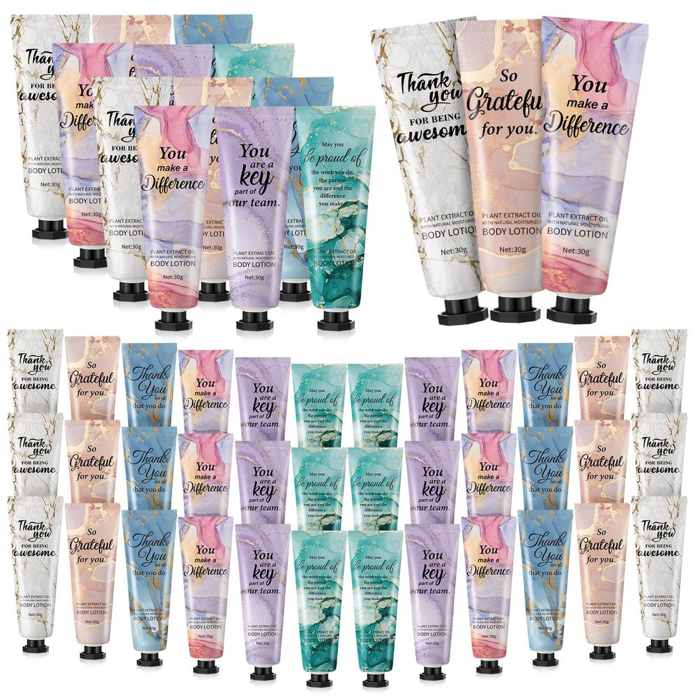 48pcs Mini Body Lotion Bulk Employee Appreciation Gifts for Coworker Teachers Valentines Day Inspirational Travel Size Dry Skin Hand Cream Lotion for Staff Team Women Men