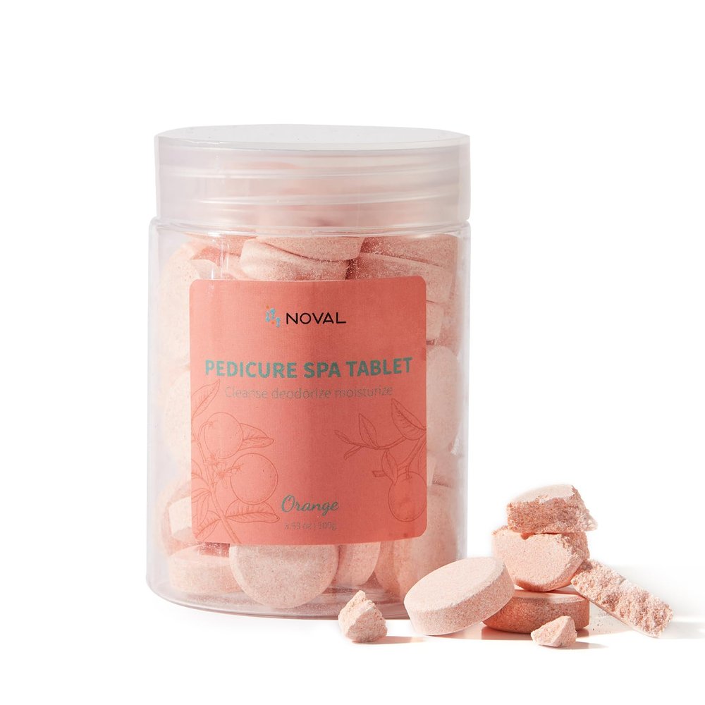 NOVAL Pedicure Spa Tablet - Fast Dissolving, Gentle & Portable Foot Soak for Softening Calluses & Hydrating Skin, Orange Scent