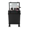 Blisiour 2 in1 Rolling Makeup Train Case, Large Storage Lockable Cosmetic Trolley with 4 Adjustable LED Lighted Mirror, Portable Professional Cosmetology Trolley Makeup Suitcase with Wheels & 2 Keys view 2