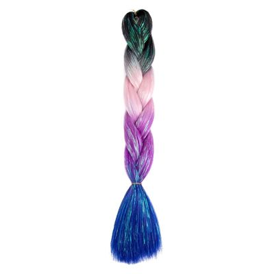 HUFFA Synthetic Ombre 24inch Glitter Jumbo Braids Extensions Sparkle Rainbow Colored Braiding Hair For Women DIY Hairstyle(H49)