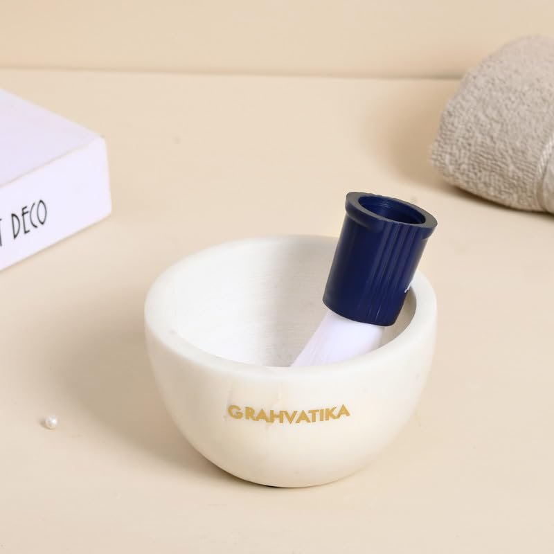 Grahvatika Marble Shaving Grooming Bowl Smooth Luxury Shaving Mug for Shave Cream Gel & Soap, Shaving Cup