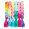 HUFFA Synthetic Ombre 24inch Glitter Jumbo Braids Extensions Sparkle Rainbow Colored Braiding Hair For Women DIY Hairstyle(H67) view 2
