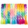 HUFFA Synthetic Ombre 24inch Glitter Jumbo Braids Extensions Sparkle Rainbow Colored Braiding Hair For Women DIY Hairstyle(H67) view 3