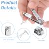 4 PCS Nail Clipper 2'' Mini Travel Nail Clippers with File and Key Chain Straight Edge Toenail Clippers Stainless Steel Nail Cutters, Suitable for Most People, Silver view 3