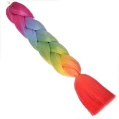 24Inch Synthetic Long Jumbo Braiding Hair For Women Colorful Braids 100g Rainbow Hair(D 5)