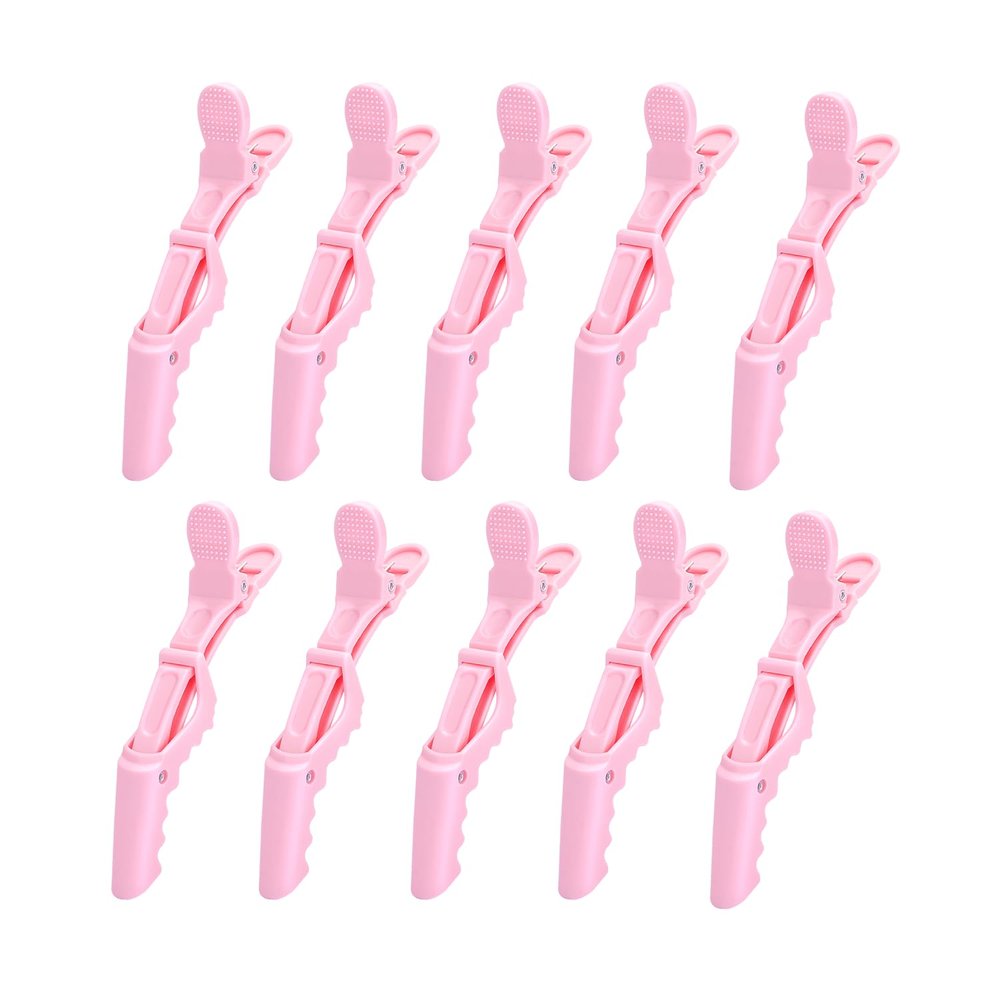 10 Pcs Alligator Hair Clip for Styling Sectioning - Salon Hair Clip for Thick Hair, Plastic Hair Styling Clip with Wide Teeth & Double-Hinged Design (Pink)