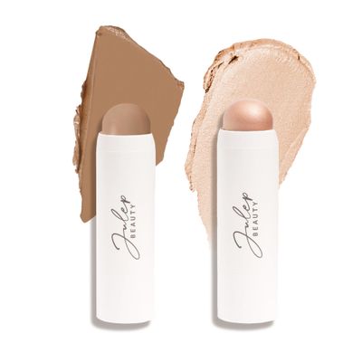 Julep Skip The Brush 2-in-1 Cream to Powder Highlighter & Contour Stick Set - Blendable, Buildable Color, Easy Application Sheer Glow & Cool Taupe