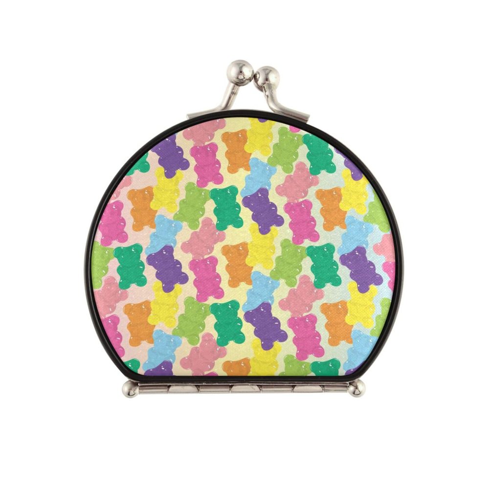 Gummy Bear Compact Folding Mirror Magnifying Mini Portable Travel Makeup Mirror Hinged Lock Mirror for Handbag Purses