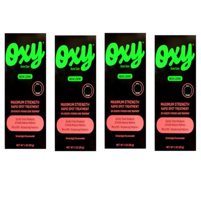Oxy Acne Advanced Care Rapid Spot Treatment, 10% Benzoyl Peroxide with Prebiotics, 1 oz (Pack of 4)