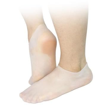 AZhause Ankle High Silicone Moisturizing Socks, Heel Protector, Foot Spa Socks, Pedicure Socks (White, L (9 to 12) Men)