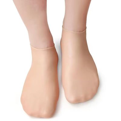 AZhause Ankle High Silicone Moisturizing Socks, Heel Protector, Foot Spa Socks, Pedicure Socks (Nude, M (4.5 to 8.5) Women)